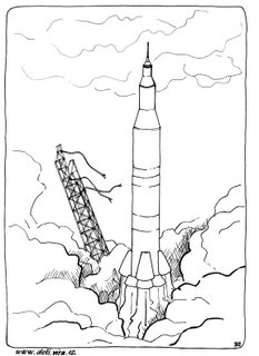 Raketa - omalovánka; space rocket coloring book